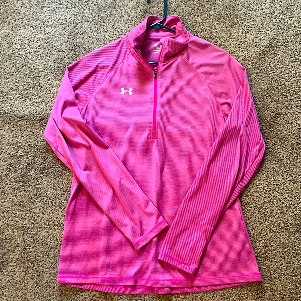 Under Armour zip up. Pink. Size large
